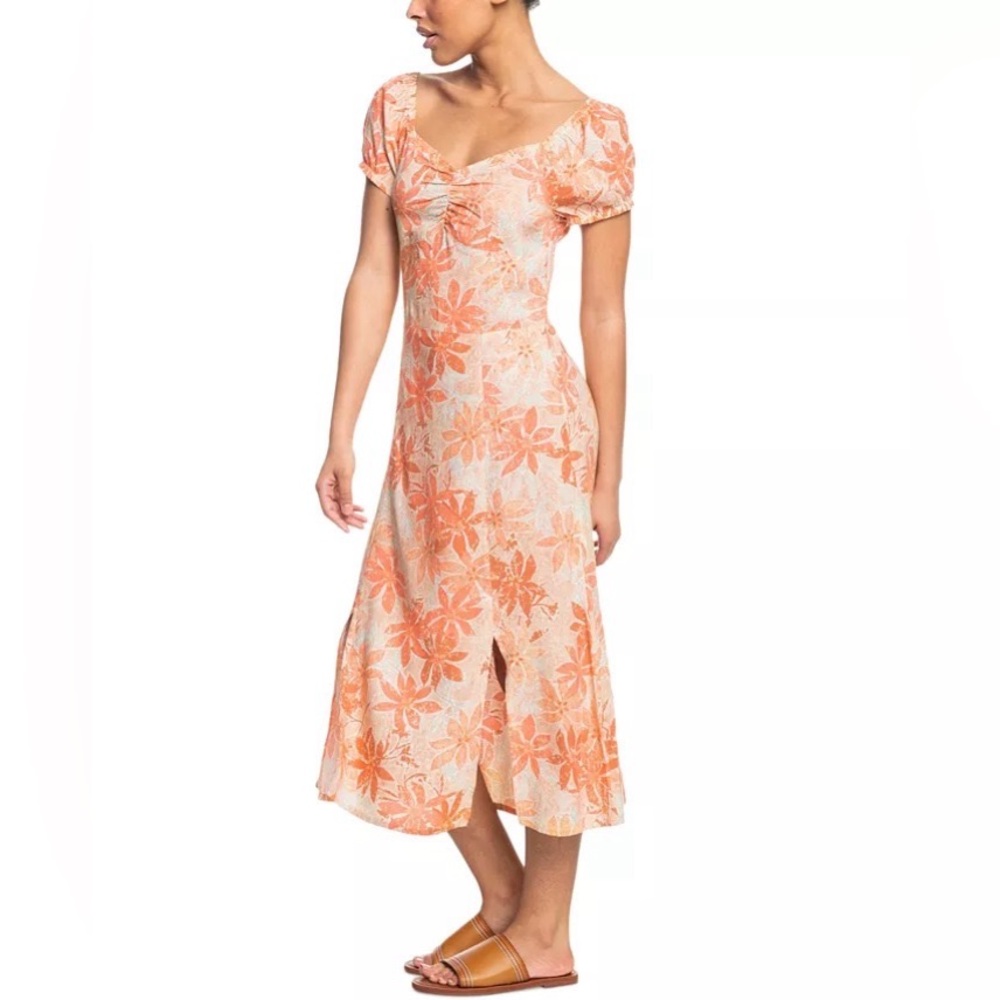 Soul Values Again Floral-Print Ruched-Back Midi Dress